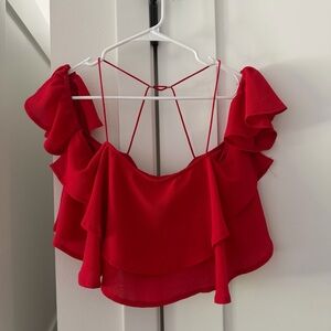 Lulu's Vibrant Red Ruffled Blouse